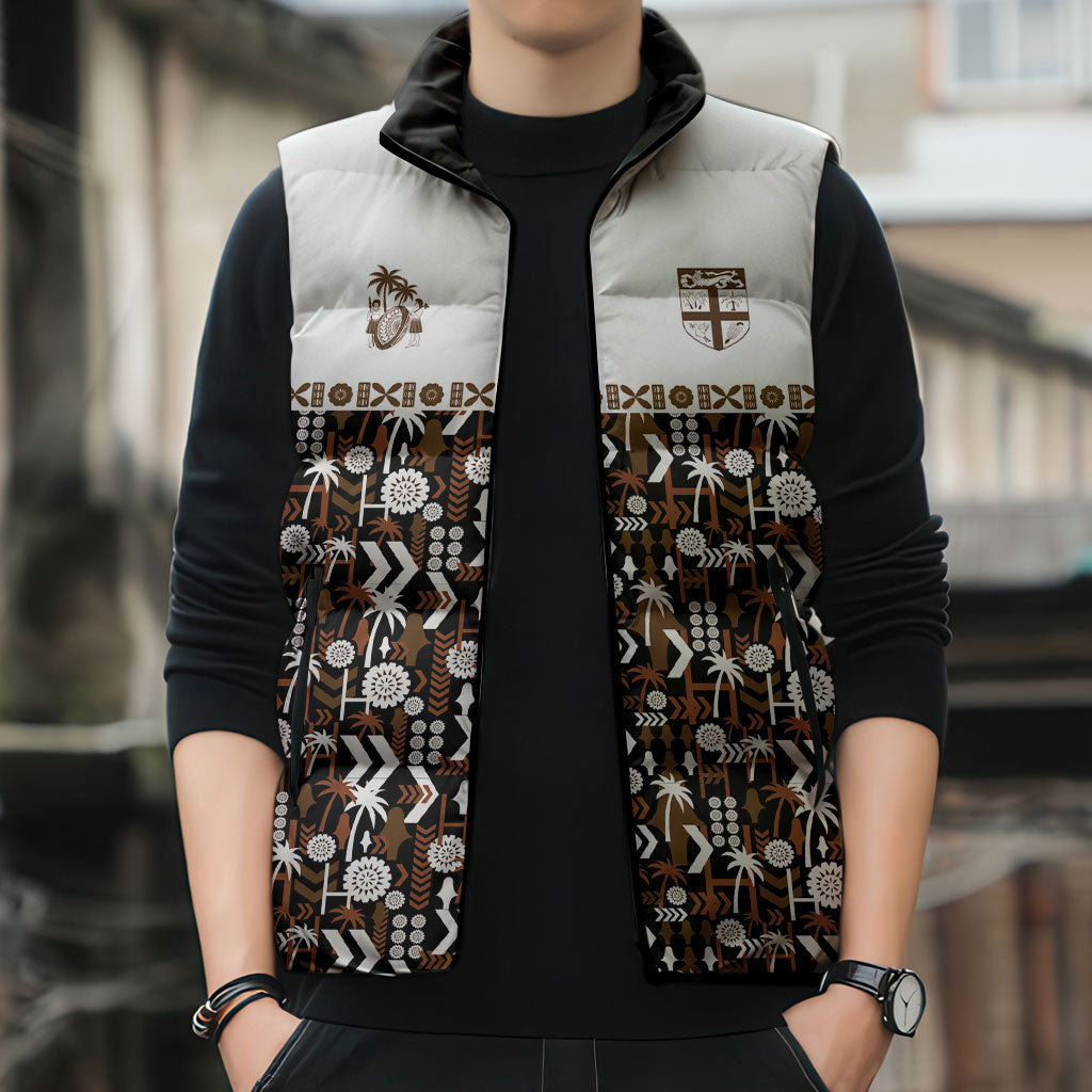 Fiji Bati Sleeveless Puffer Jacket Masi-inspired Tapa Pattern LT9 - Polynesian Pride