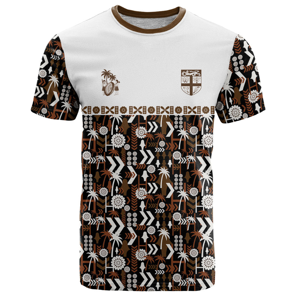 Fiji Bati T Shirt Masi-inspired Tapa Pattern LT9 Brown - Polynesian Pride