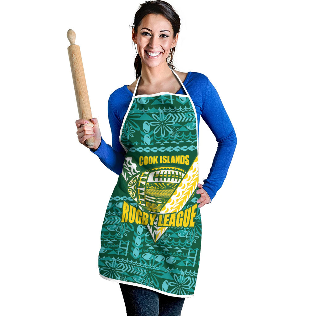 Cook Islands Island Floral Apron Teal Traditional Kuki's Geometric Pattern