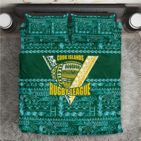 Cook Islands Island Floral Bedding Set Teal Traditional Kuki's Geometric Pattern