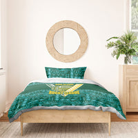 Cook Islands Island Floral Bedding Set Teal Traditional Kuki's Geometric Pattern