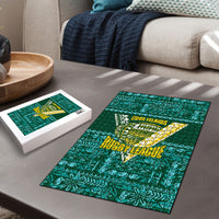 Cook Islands Island Floral Puzzle Teal Traditional Kuki's Geometric Pattern