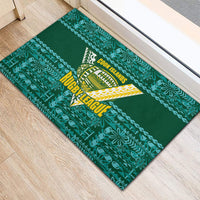 Cook Islands Island Floral Rubber Doormat Teal Traditional Kuki's Geometric Pattern