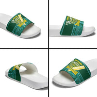 Cook Islands Island Floral Slide Sandals Teal Traditional Kuki's Geometric Pattern LT9 - Polynesian Pride