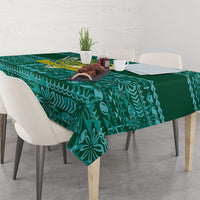 Cook Islands Island Floral Tablecloth Teal Traditional Kuki's Geometric Pattern LT9 - Polynesian Pride