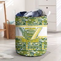 Cook Islands Island Floral Laundry Basket Green Traditional Kuki's Geometric Pattern LT9 Green - Polynesian Pride