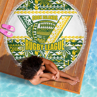 Cook Islands Island Floral Beach Blanket Green Traditional Kuki's Geometric Pattern LT9 - Polynesian Pride