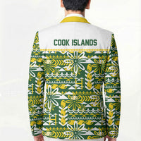 Cook Islands Island Floral Blazer Green Traditional Kuki's Geometric Pattern LT9 - Polynesian Pride