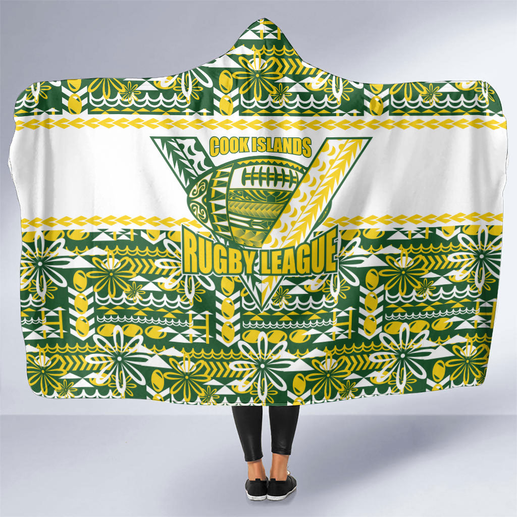 Cook Islands Island Floral Hooded Blanket Green Traditional Kuki's Geometric Pattern LT9 One Size Green - Polynesian Pride