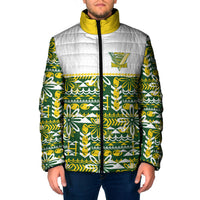 Cook Islands Island Floral Padded Jacket Green Traditional Kuki's Geometric Pattern LT9 Men Green - Polynesian Pride