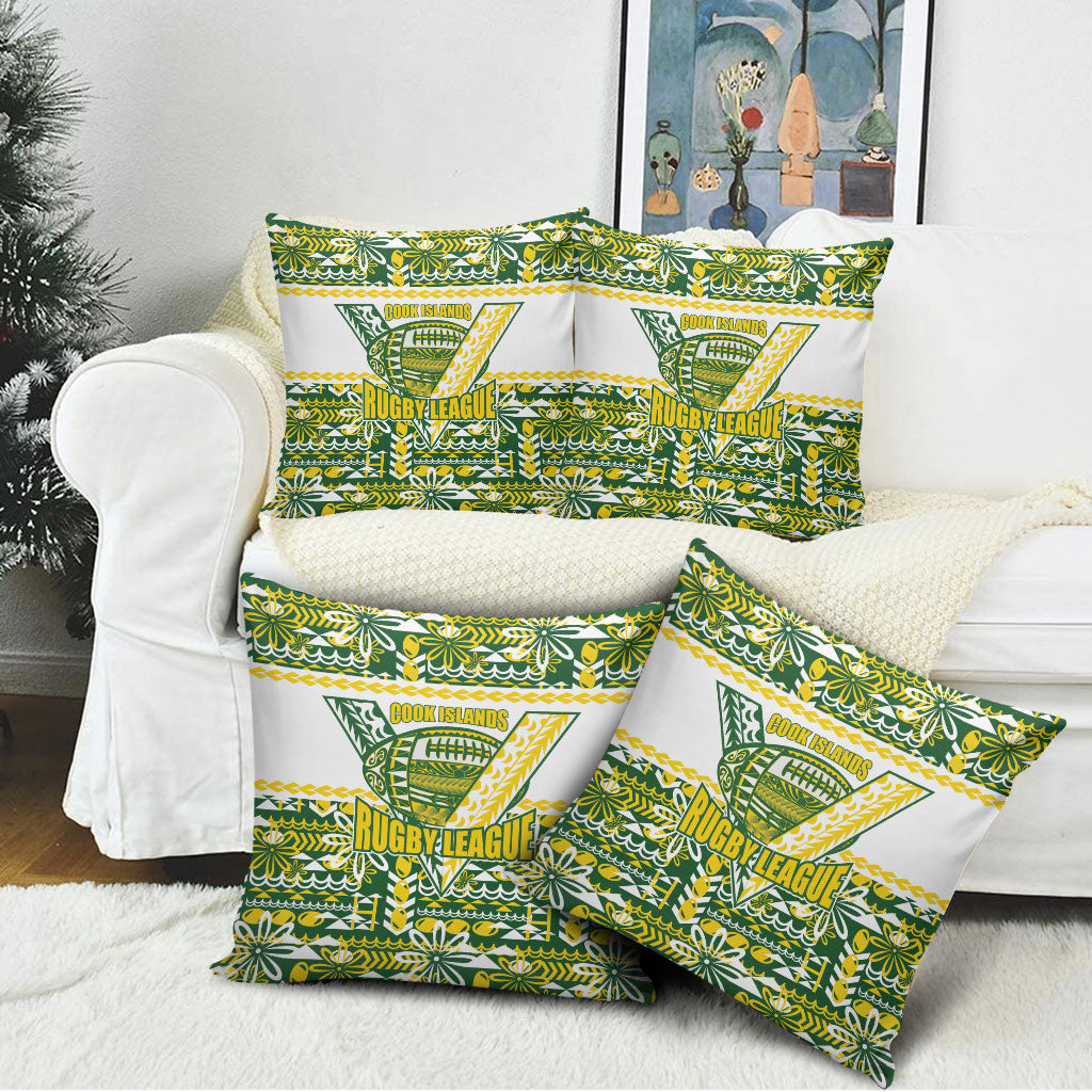 Cook Islands Island Floral Pillow Cover Green Traditional Kuki's Geometric Pattern LT9 - Polynesian Pride