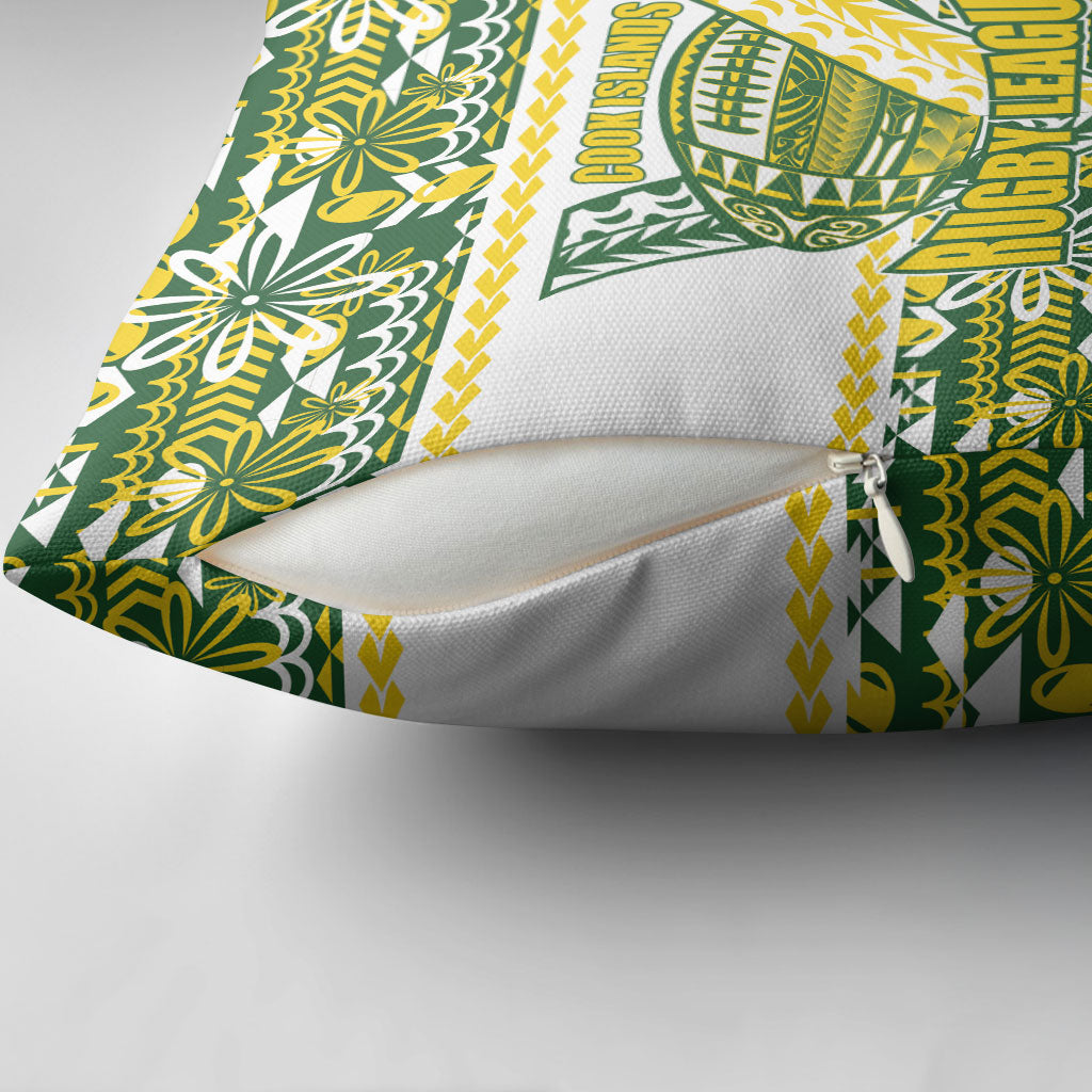 Cook Islands Island Floral Pillow Cover Green Traditional Kuki's Geometric Pattern LT9 - Polynesian Pride