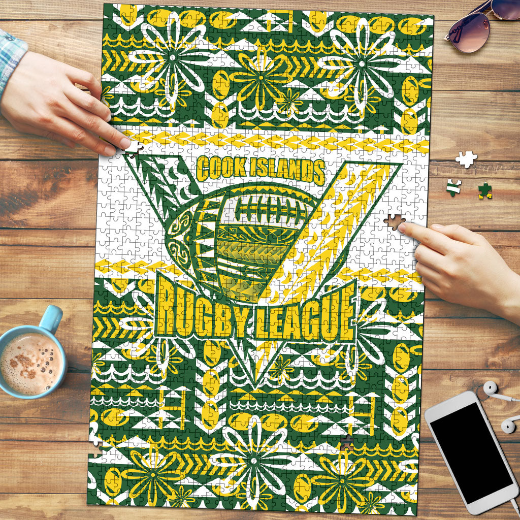 Cook Islands Island Floral Puzzle Green Traditional Kuki's Geometric Pattern LT9 Green - Polynesian Pride