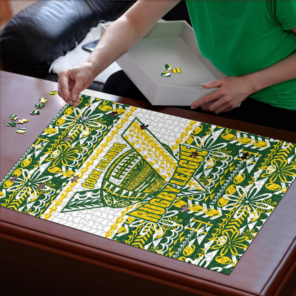 Cook Islands Island Floral Puzzle Green Traditional Kuki's Geometric Pattern LT9 - Polynesian Pride