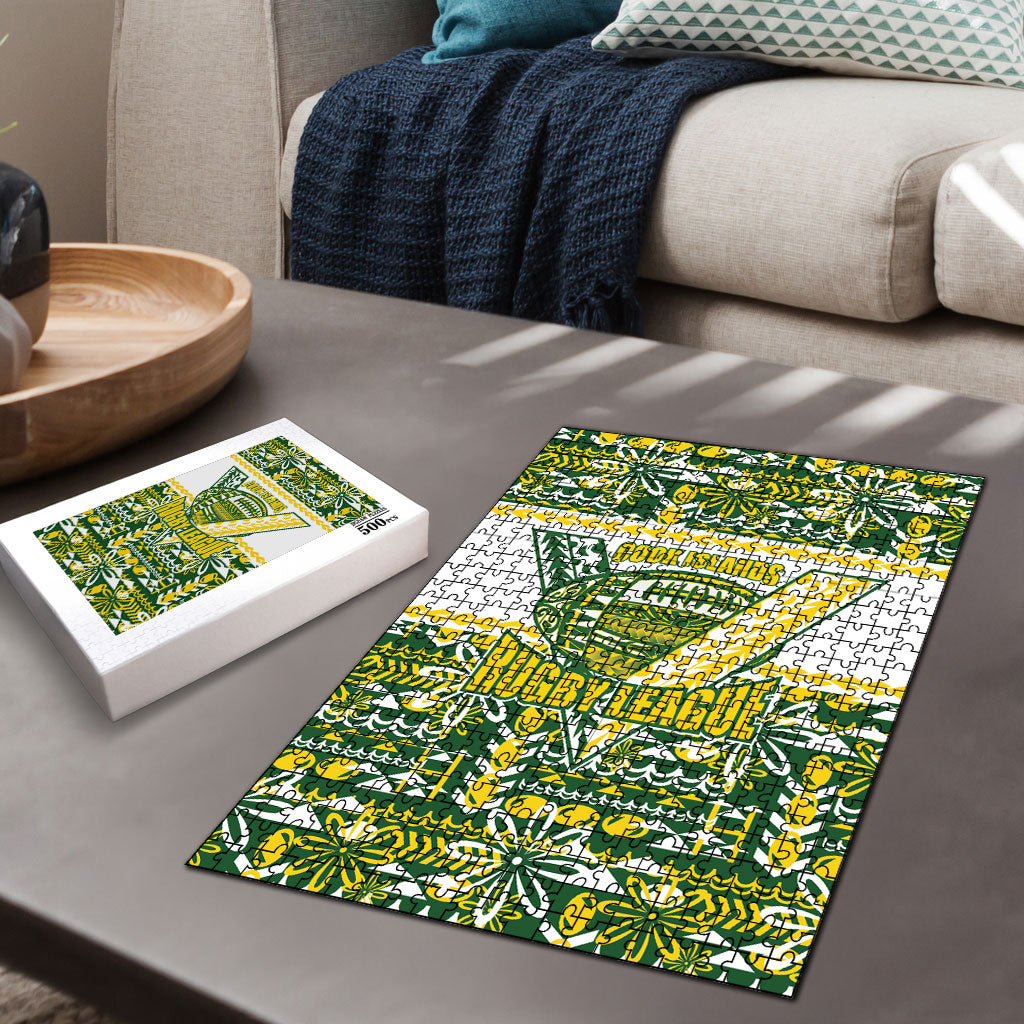 Cook Islands Island Floral Puzzle Green Traditional Kuki's Geometric Pattern LT9 - Polynesian Pride