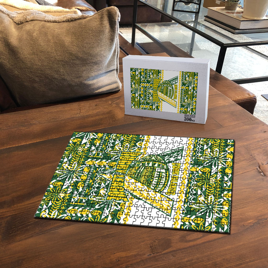Cook Islands Island Floral Puzzle Green Traditional Kuki's Geometric Pattern LT9 - Polynesian Pride