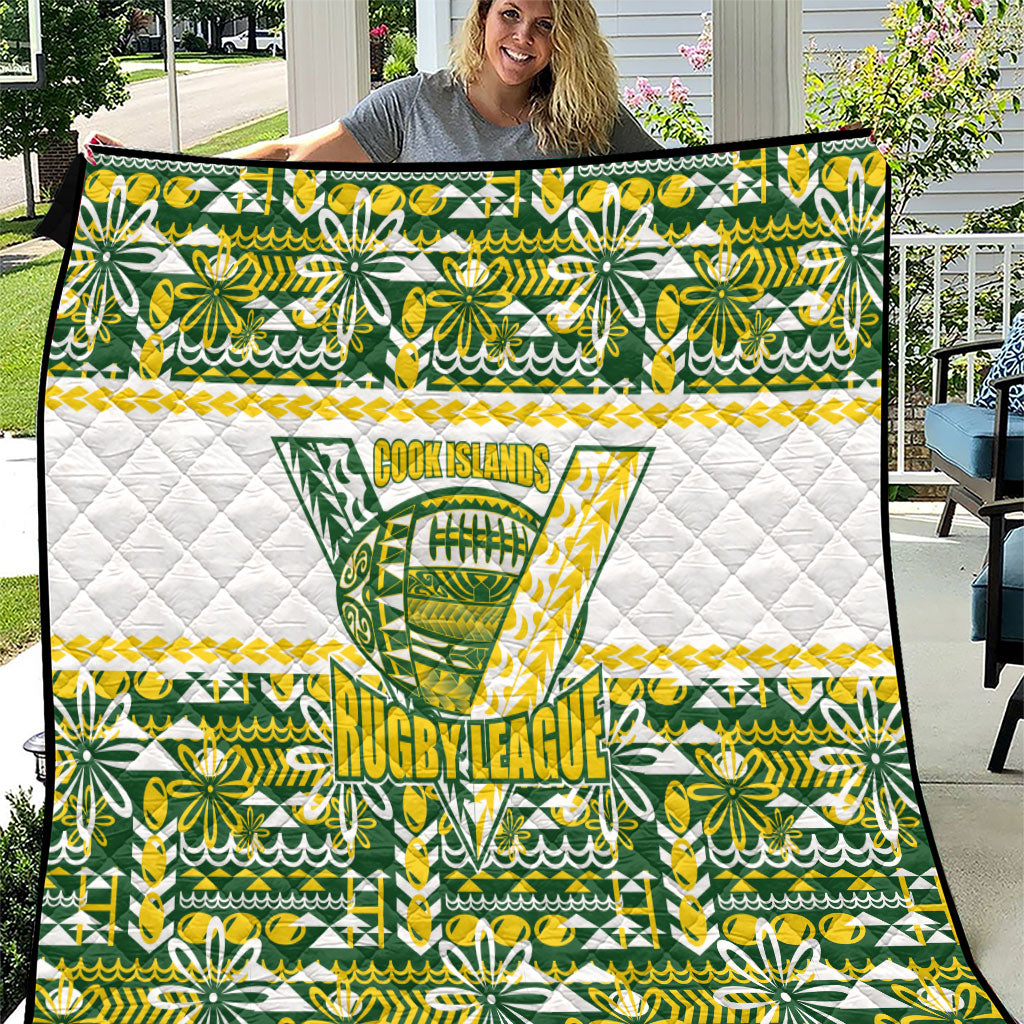 Cook Islands Island Floral Quilt Green Traditional Kuki's Geometric Pattern LT9 Green - Polynesian Pride