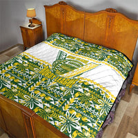 Cook Islands Island Floral Quilt Green Traditional Kuki's Geometric Pattern LT9 - Polynesian Pride