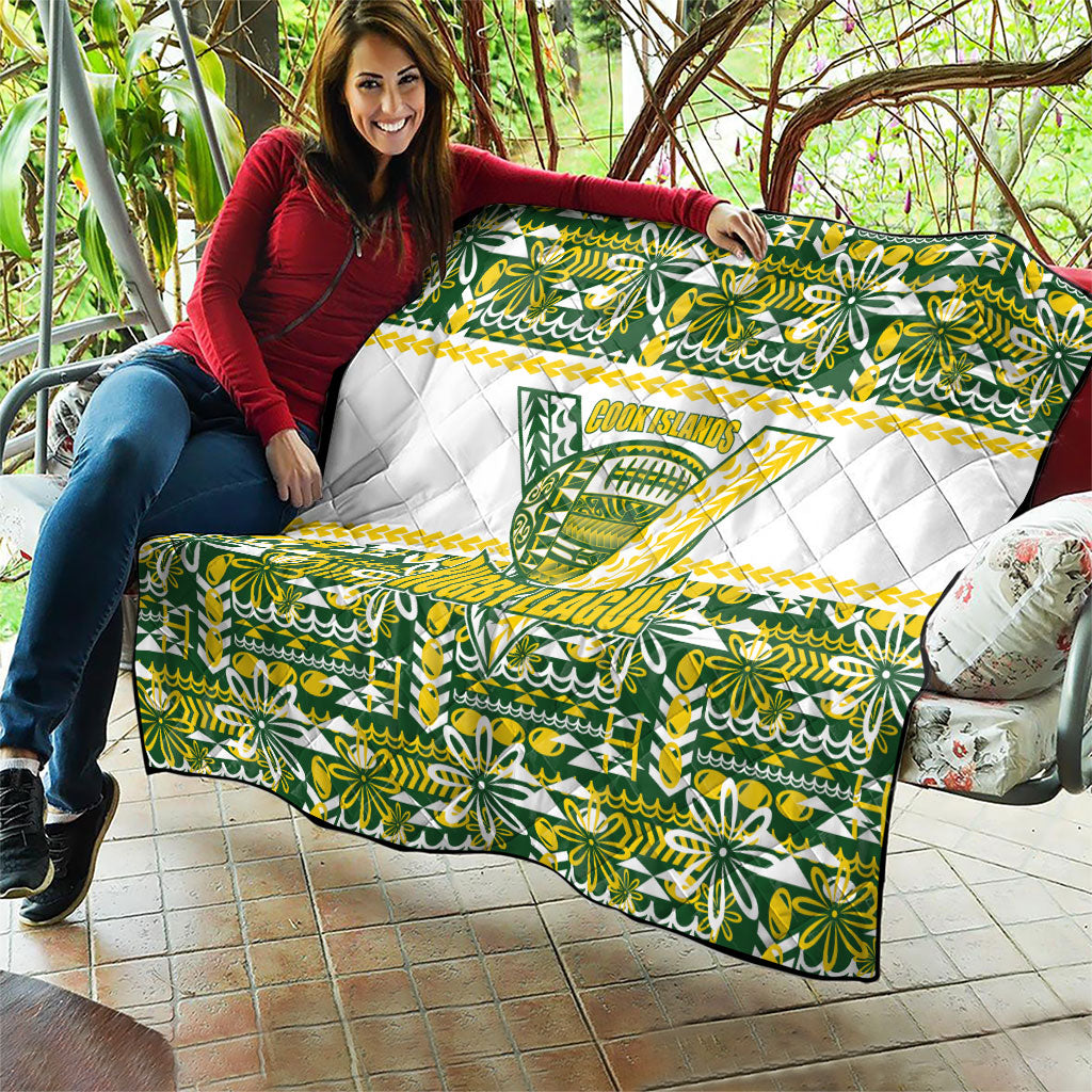 Cook Islands Island Floral Quilt Green Traditional Kuki's Geometric Pattern LT9 - Polynesian Pride
