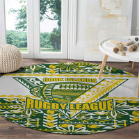 Cook Islands Island Floral Round Carpet Green Traditional Kuki's Geometric Pattern LT9 - Polynesian Pride