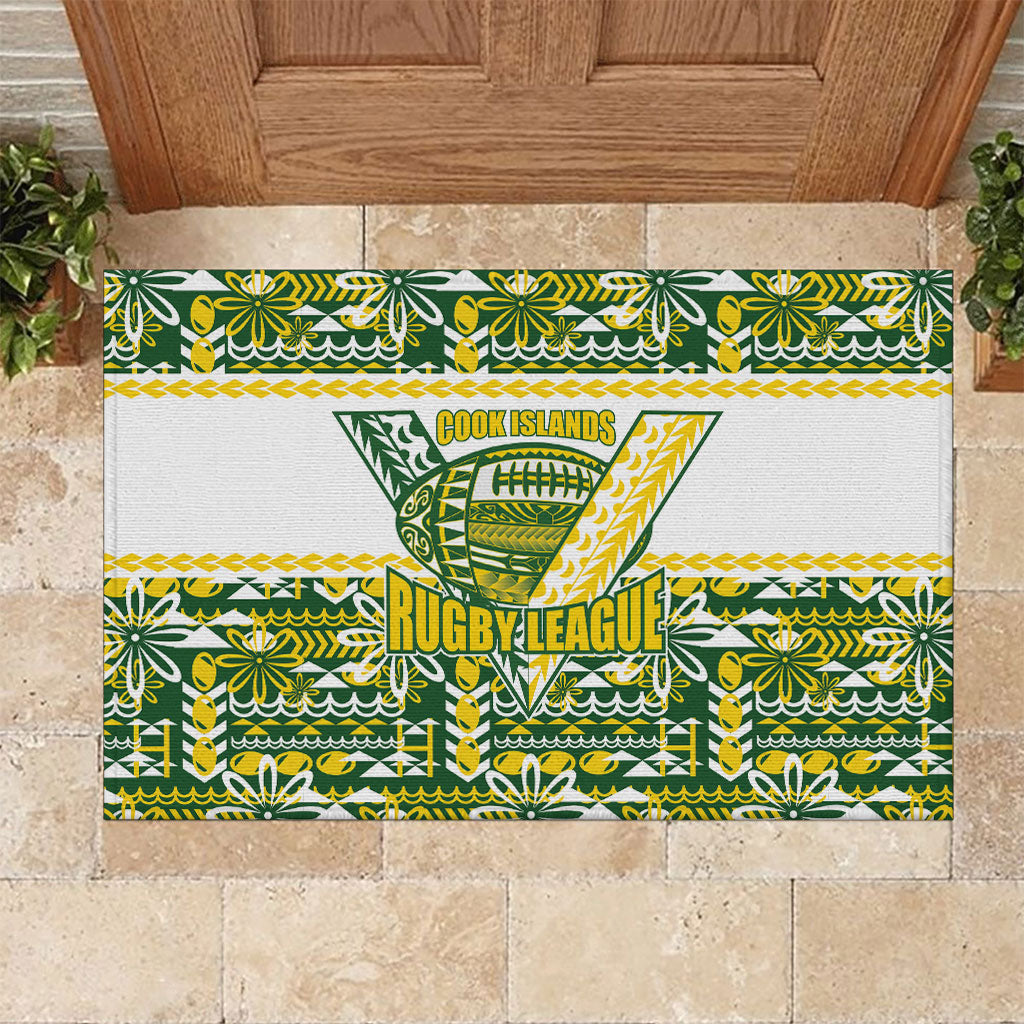 Cook Islands Island Floral Rubber Doormat Green Traditional Kuki's Geometric Pattern LT9 Green - Polynesian Pride