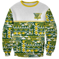 Cook Islands Island Floral Sweatshirt Green Traditional Kuki's Geometric Pattern LT9 Unisex Green - Polynesian Pride