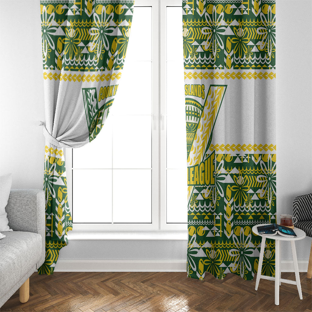 Cook Islands Island Floral Window Curtain Green Traditional Kuki's Geometric Pattern LT9 - Polynesian Pride