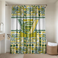 Cook Islands Island Floral Bathroom Set White Traditional Kuki's Geometric Pattern LT9 Shower Curtain Only White - Polynesian Pride