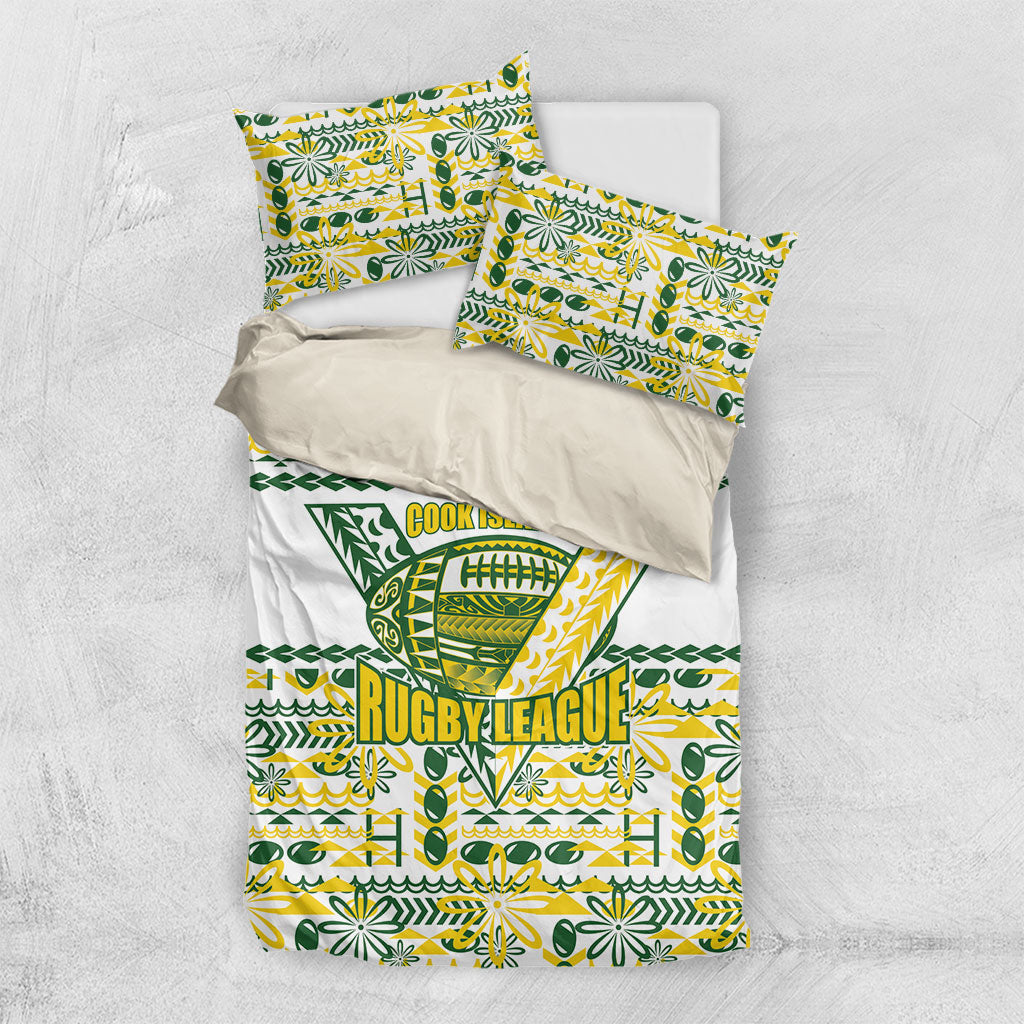 Cook Islands Island Floral Bedding Set White Traditional Kuki's Geometric Pattern LT9 US Twin 172cm x 218cm White - Polynesian Pride