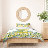 Cook Islands Island Floral Bedding Set White Traditional Kuki's Geometric Pattern LT9 - Polynesian Pride