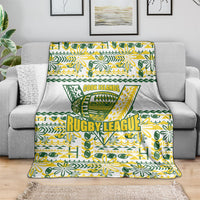 Cook Islands Island Floral Blanket White Traditional Kuki's Geometric Pattern LT9 - Polynesian Pride