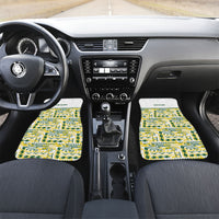 Cook Islands Island Floral Car Mats White Traditional Kuki's Geometric Pattern LT9 Set 2pcs - Front White - Polynesian Pride