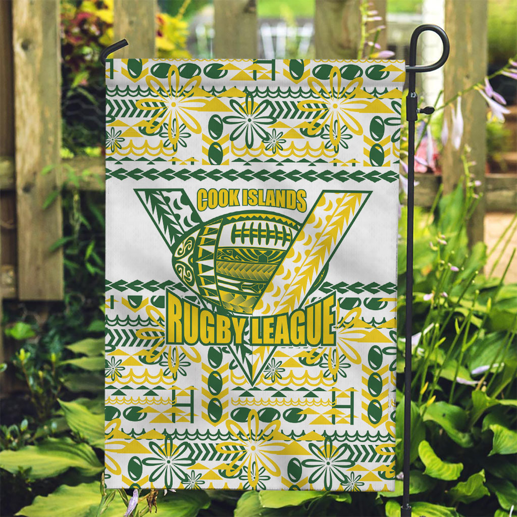 Cook Islands Island Floral Garden Flag White Traditional Kuki's Geometric Pattern LT9 Garden Flag White - Polynesian Pride