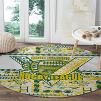 Cook Islands Island Floral Round Carpet White Traditional Kuki's Geometric Pattern LT9 - Polynesian Pride