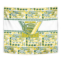 Cook Islands Island Floral Tapestry White Traditional Kuki's Geometric Pattern LT9 - Polynesian Pride
