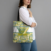 Cook Islands Island Floral Tote Bag White Traditional Kuki's Geometric Pattern LT9 - Polynesian Pride