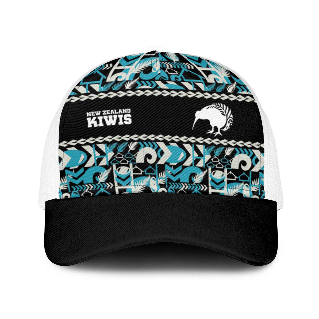 Aotearoa New Zealand Kiwis Tīma Riki Motu Baseball Net Cap LT9 One Size White Black - Polynesian Pride