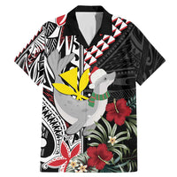 Hawaii Monk Seal Santa Family Matching Mermaid Dress and Hawaiian Shirt Hibiscus Kakau Pattern Mele Kalikimaka LT9 Dad's Shirt - Short Sleeve Black - Polynesian Pride
