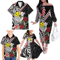 Hawaii Monk Seal Santa Family Matching Off The Shoulder Long Sleeve Dress and Hawaiian Shirt Hibiscus Kakau Pattern Mele Kalikimaka LT9 - Polynesian Pride