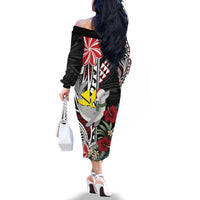 Hawaii Monk Seal Santa Family Matching Off The Shoulder Long Sleeve Dress and Hawaiian Shirt Hibiscus Kakau Pattern Mele Kalikimaka LT9 - Polynesian Pride
