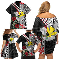 Hawaii Monk Seal Santa Family Matching Off Shoulder Short Dress and Hawaiian Shirt Hibiscus Kakau Pattern Mele Kalikimaka LT9 - Polynesian Pride