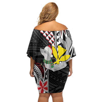 Hawaii Monk Seal Santa Family Matching Off Shoulder Short Dress and Hawaiian Shirt Hibiscus Kakau Pattern Mele Kalikimaka LT9 - Polynesian Pride