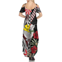 Hawaii Monk Seal Santa Family Matching Summer Maxi Dress and Hawaiian Shirt Hibiscus Kakau Pattern Mele Kalikimaka LT9 - Polynesian Pride