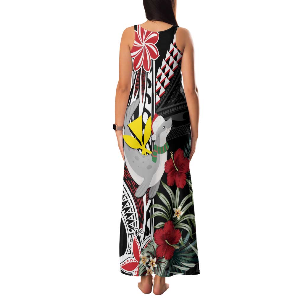 Hawaii Monk Seal Santa Family Matching Tank Maxi Dress and Hawaiian Shirt Hibiscus Kakau Pattern Mele Kalikimaka LT9 - Polynesian Pride
