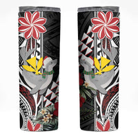 Hawaii Monk Seal Santa Skinny Tumbler Hibiscus Kakau Pattern Mele Kalikimaka LT9 Black - Polynesian Pride