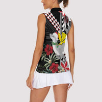 Hawaii Monk Seal Santa Women Sleeveless Polo Shirt Hibiscus Kakau Pattern Mele Kalikimaka LT9 - Polynesian Pride