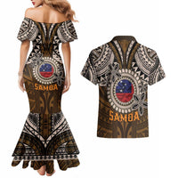 Samoa Warrior Couples Matching Mermaid Dress and Hawaiian Shirt The Mighty Samoan Warrior Spirit LT9 - Polynesian Pride