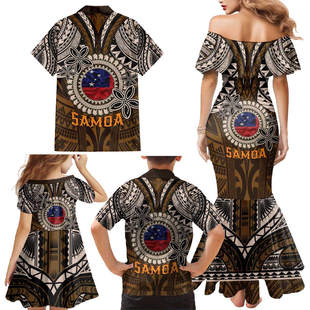 Samoa Warrior Family Matching Mermaid Dress and Hawaiian Shirt The Mighty Samoan Warrior Spirit LT9 - Polynesian Pride