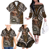 Samoa Warrior Family Matching Off The Shoulder Long Sleeve Dress and Hawaiian Shirt The Mighty Samoan Warrior Spirit LT9 - Polynesian Pride