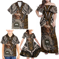 Samoa Warrior Family Matching Off Shoulder Maxi Dress and Hawaiian Shirt The Mighty Samoan Warrior Spirit LT9 - Polynesian Pride